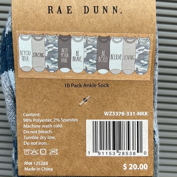 Rae Dunn 10 pack ankle socks blue camo - Picture 9 of 10